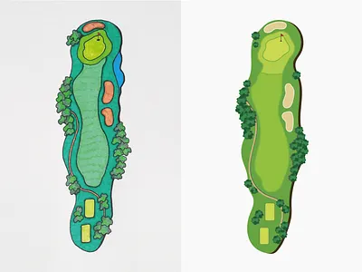 Golf Hole Illustration approaches fairways golf golf course golf hole hand drawn illustration roughs tees