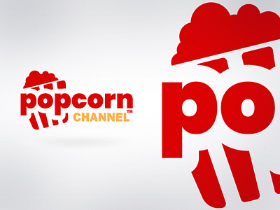 Popcorn Chanel channel design flat logo network popcorn red tv