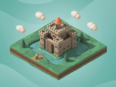 Small Castle 3d castle cinema4d knight