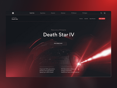 Empire Store 3d c4d cinema4d deathstar hero image star wars starwars store design typography ui web web design website