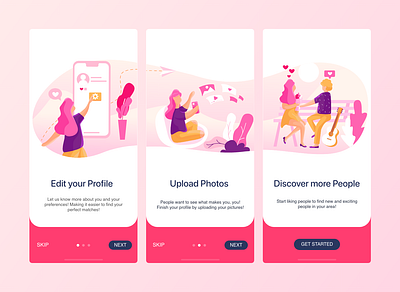 Daily UI Day #23: On Boarding adobe app dailyui dailyuichallenge dating app datingapp design designer portfolio graphicdesign graphics illustraion on boarding sketchapp ui ui design ux uxui