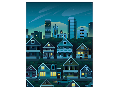 Milwaukee blue city flat illustration landscape milwaukee