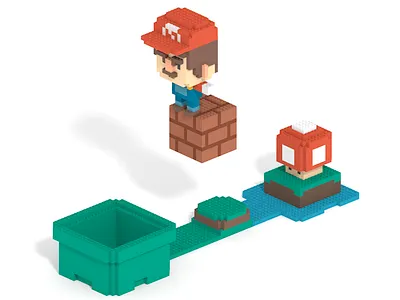 Mario in Voxel Art - Lego Style 3d character characterdesign cubic cute illustration isometric lego magicavoxel mario mariobros minecraft nintendo voxel voxelart