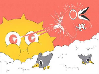 Coming soon bird birds burning clouds fly hot illustration illustrator summer sun sunset
