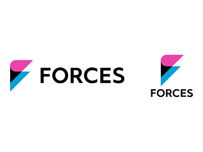 FORCES logo behance blue brand branding creator gameproduction gaming graphicdesign guideline identity logo logodesign mark pink redesign triangle videogame woman