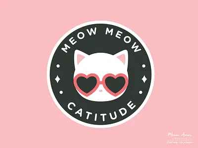 meow meow catitude badge badge logo cat cats character cool cat meow patch vector vector illustration vectorart