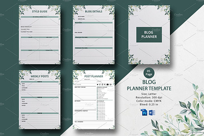 Printable Blog Planner blog planner blog post planner blog post worksheet blog worksheet blogging checklist blogging plan daily planner ms word photoshop template planner planner calendar