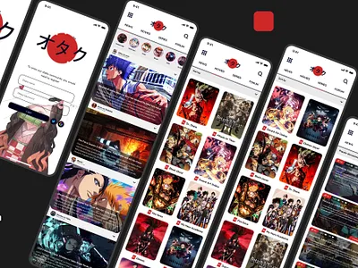 Otakuhub IOS App anime app blackclover forum movies otaku platform sao series streaming ui ux