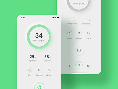Xiaomi Air Purifier | App air air purifier app fan humidity ios mi minimal mobile neumorphic neumorphism shadow skeumorphic skeumorphism temperature xiaomi