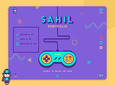 Portfolio version two animation avatar bold color brand design branding colorful concept game graphic idenity illustraion illustrator landing logo pallete pixelart portfolio uidesign ux webdesign
