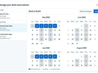 Airbnb for Desks calendar date picker design desks modal office picker reservations ui web design web ui