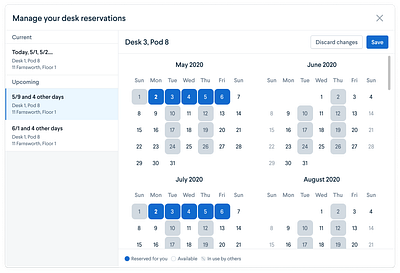 Airbnb for Desks calendar date picker design desks modal office picker reservations ui web design web ui