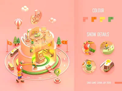 Sina Games China Joy 2019 3d animation banner c4d design poster ui web design