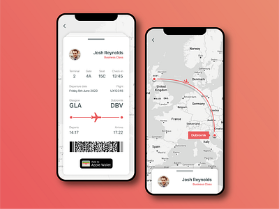 DailyUI 024 - Boarding Pass app app design boarding pass dailyui flight flying map mobile screens travel ui uiux ux