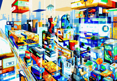 Future civilization city colorful concept design flat flat design future future prospects futureform futurewave happy illustration illustrator modern people ui