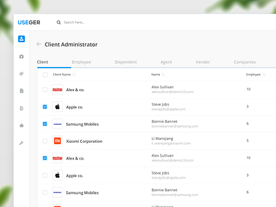USEGER - Client Administrator Interface admin dashboard admin design checkbox clean ui creative dashboard dashboard design listings minimal minimalism modern design product design tabs ui user experience design user interface design ux visual design web design white