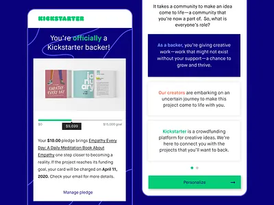 UI Concepts – What's Next? kickstarter mobile ui onboarding