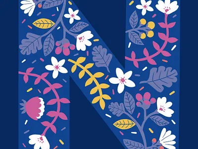 Letter N 36daysoftype cartoon comicart design digitalart flat floral floral pattern graphic desgin illustration letter n lettering lettering artist minimal art pattern type type challenge typeface typography vector