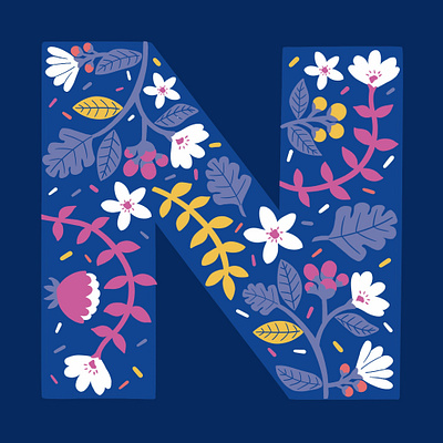 Letter N 36daysoftype cartoon comicart design digitalart flat floral floral pattern graphic desgin illustration letter n lettering lettering artist minimal art pattern type type challenge typeface typography vector