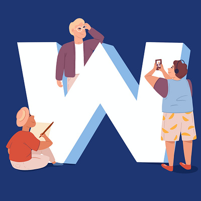 Letter W 36daysoftype cartoon characterdesign comicart design digitalart flat graphic desgin illustration lettering minimal art people people illustration type challenge typeface typogaphy vector