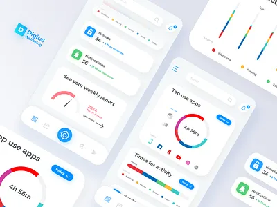 Digital Wellbeing Concept - App app branding design flat illustration minimal typography ui ux website