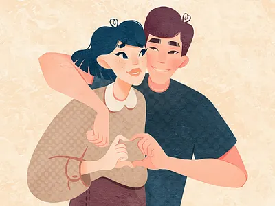 Love is in the air boy character characters girl illustration love