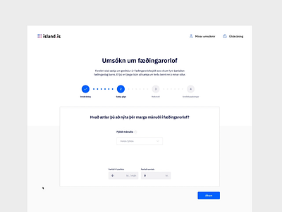 Icelandic Maternity Leave application application application ui blue design iceland progressbar radiobutton steps ui whitespace