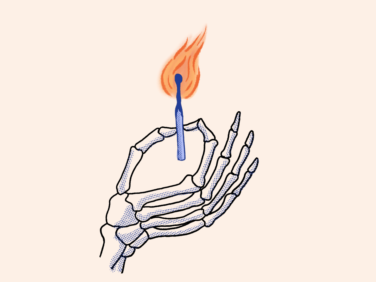 Skull Hand flame gif halloween illustration line art match procreate sketch spooky