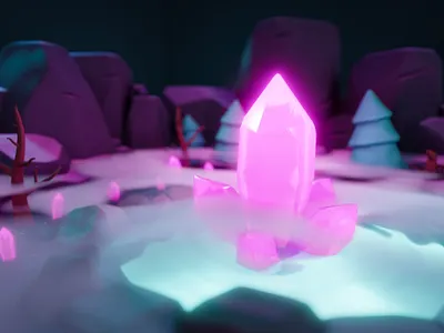 Crystal Spring 3d blender cartoon digital art low poly