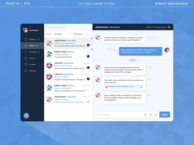 DailyUI 013 - Direct Messaging app design chat communication dailyui desktop app email messaging project management ui ui design web app