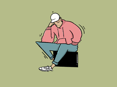 Thinking Man cap design expression fashion handdrawn hat illustration illustrator people pose shoes