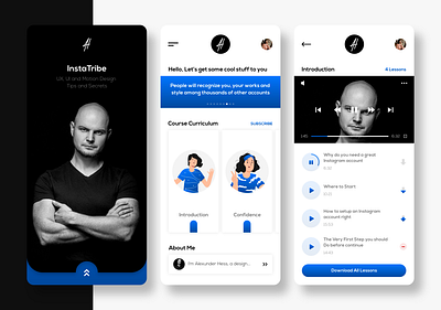 InstaTribe App - Build your personal brand and grow your Insta app app design blue branding clean ui design gradient illustration instagram logo minimal mobile mobile ui modern photography trending typography ui design uiux ux design