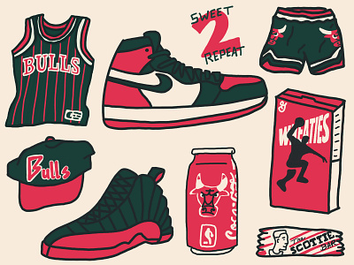 Bulls Memorabilia basketball bulls champs chicago chicago bulls cool stuff drawing hoops illustration mj pippen shoes spot illustration