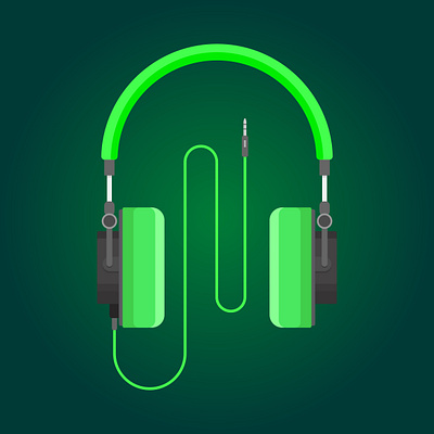 Green headphones design dj earpods green headphones illustration music sound