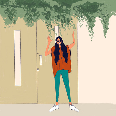 Nature character curly design digital door hair illustration joy nature person texture