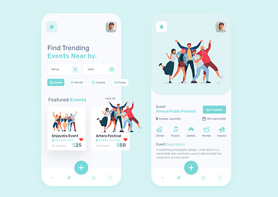 Event App UI app design event illustration sketch ui ux vector