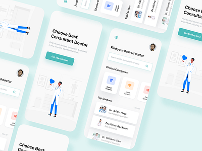 Find Doctor App adobe xd dashboard doctor doctor app find illustration ui vector