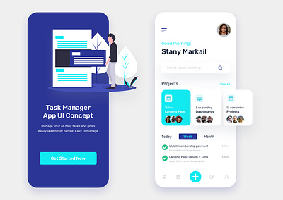 Task Manager App adobe xd app dashboard illustration sketch task task manager ui uiux vector