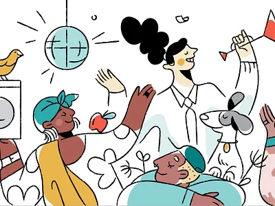 Welcome wall illo for new employees 🌟 🌟 🌟 celebration character design friends gusto hr illo illustration party payroll people product welcome