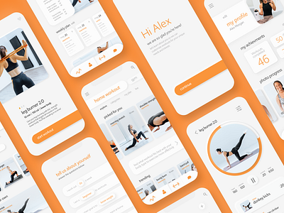 Sweat Workout App app fitness mobile neumorphic orange ui ux uxui workout