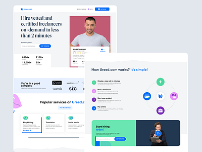 Ureed | certified freelancers on-demand Platform app business clear design freelancer interface landingpage modern product ui ux web