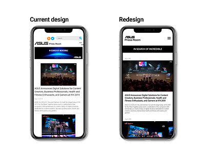 Press page redesign asus dailyui design flat minimal mobile news press press page redesign ui ux web website