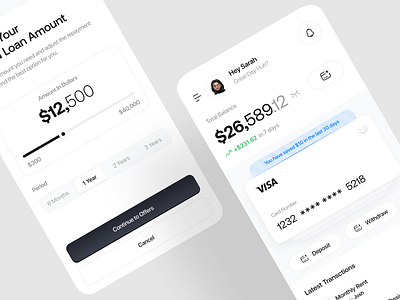 Digital Banking Mobile App app bank banking card clean finance finance app financial fintech interface loan minimal mobile mobile app modern money saas ui user interface ux