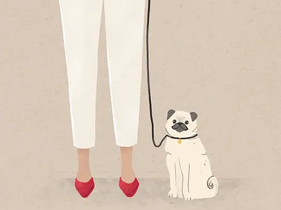 Pug Life adobe art children book illustration design digital digitalart dog fashion flat art heels illustration natural naturalistic paintbrush photoshop pug pugs puppy shoes woman