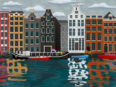 Amsterdam Canals adobe amsterdam architecture canals children book illustration design illustration naturalistic photoshop water