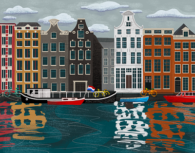 Amsterdam Canals adobe amsterdam architecture canals children book illustration design illustration naturalistic photoshop water