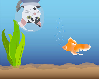 Adventure of Rey adobe adventure cat design fish illustration vector wacom