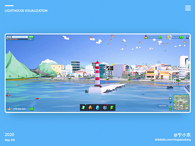 Lighthouse - low polygon visualization 3d c4d chart clean color dashboard data design fui future low smart building traffic visualization