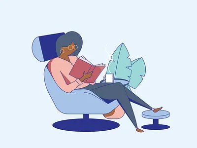 Reading book coffee covid19 design furniture illustration plant reading woman