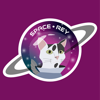 Space Rey adobe cat design illustration space sticker vector wacom